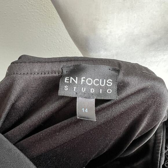 Enfocus Studio Cocktail Dress Women's 14 One Shoulder Black Draped Formal Party - Picture 7 of 7